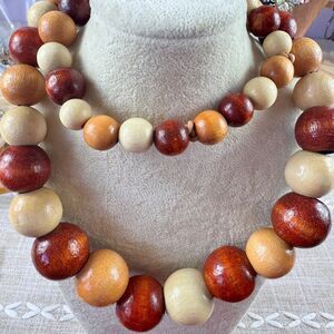 Vintage Multicolor Wooden Bead Necklace